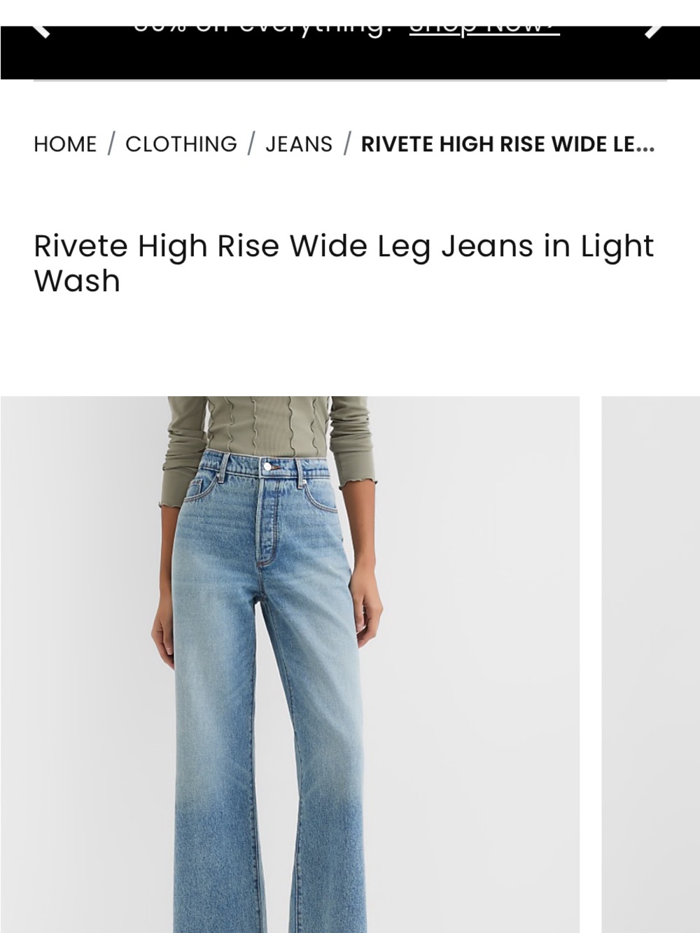LOFT Rivete Light Blue High-Rise Wide Leg Jeans